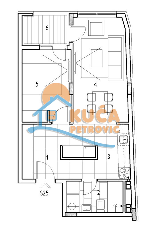 Dvosoban stan Dom zdravlja 45,4m², 3 sprat — slika 10