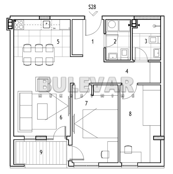 Trosoban stan Dom zdravlja 61,55m², 3 sprat — slika 11