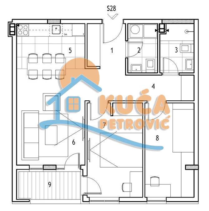 Trosoban stan Dom zdravlja 61,55m², 3 sprat — slika 10