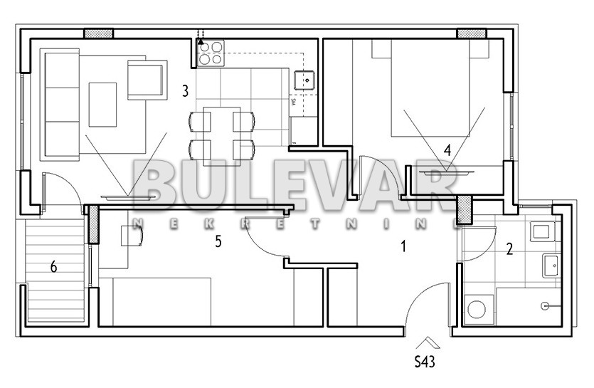 Trosoban stan Dom zdravlja 55,2m², 4 sprat — slika 11