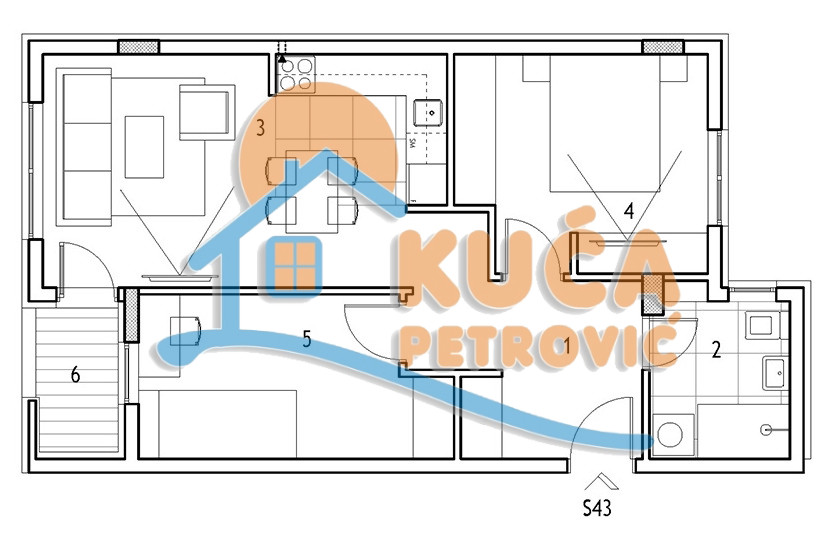 Trosoban stan Dom zdravlja 55,2m², 4 sprat — slika 10