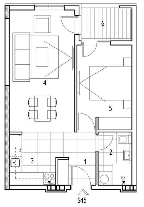 Dvosoban stan Dom zdravlja 44,2m², 5 sprat — slika 12
