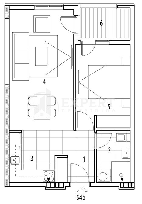 Dvosoban stan Dom zdravlja 44,2m², 5 sprat — slika 9