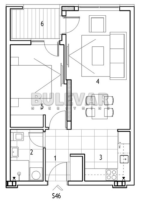 Dvosoban stan Dom zdravlja 43,91m², 5 sprat — slika 11