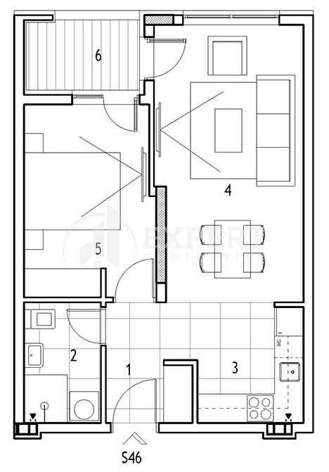 Dvosoban stan Dom zdravlja 43,91m², 5 sprat — slika 9