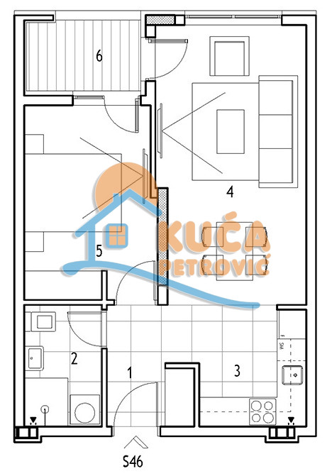 Dvosoban stan Dom zdravlja 43,91m², 5 sprat — slika 10