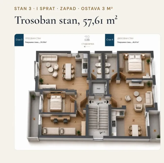 Novogradnja Studenička Niš — fotografija trosoban 5