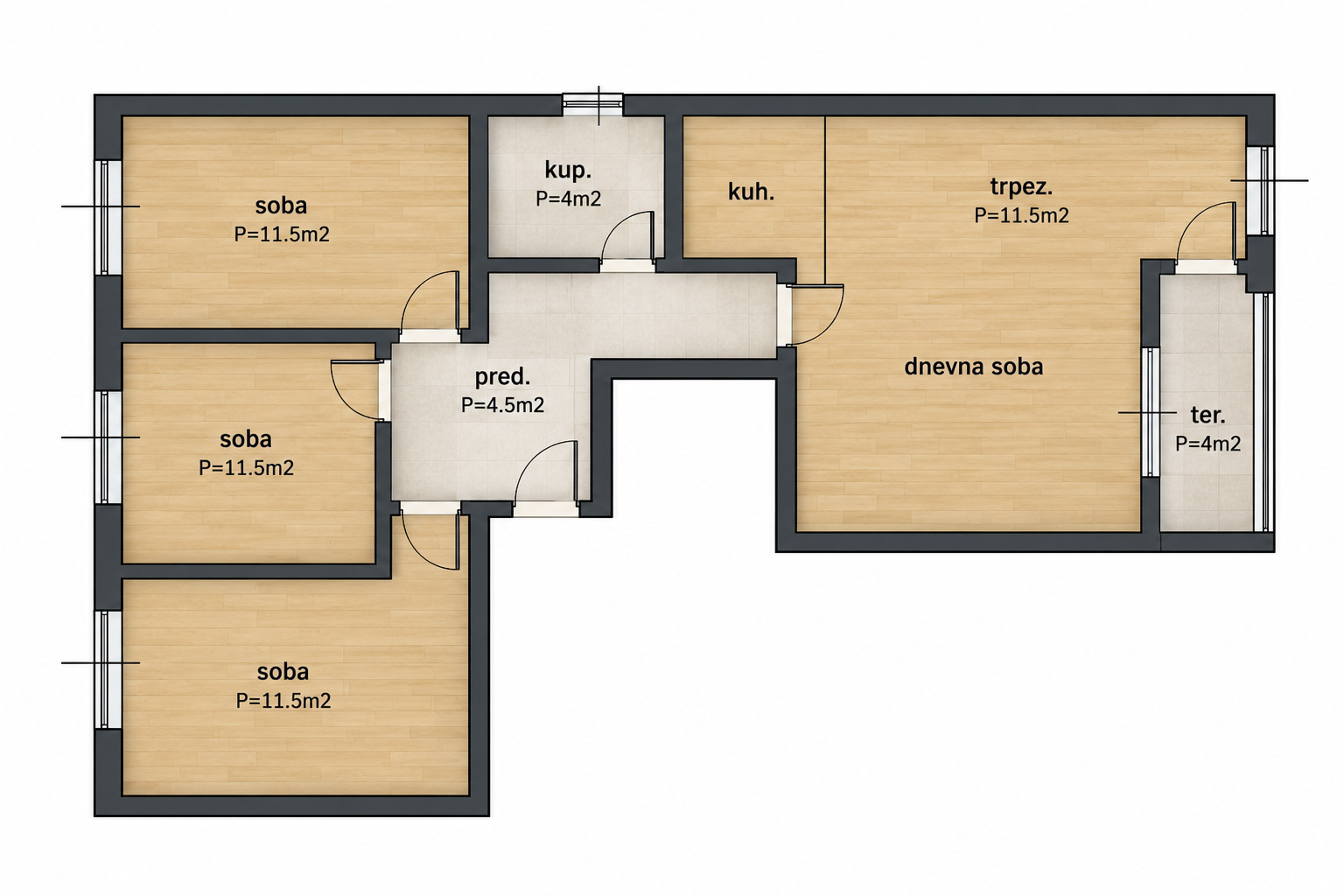 Četvorosoban stan Palilula 75m², 1 sprat — slika 81