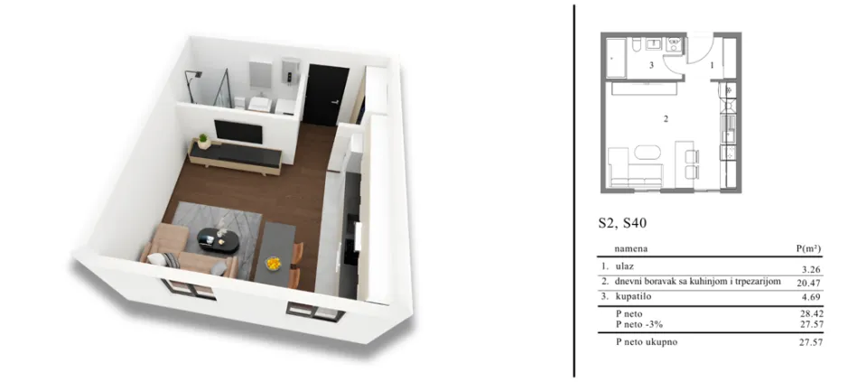 Novogradnja Knjaževačka zona – stambeno-poslovni objekat Niš — fotografija garsonjera - studio 2