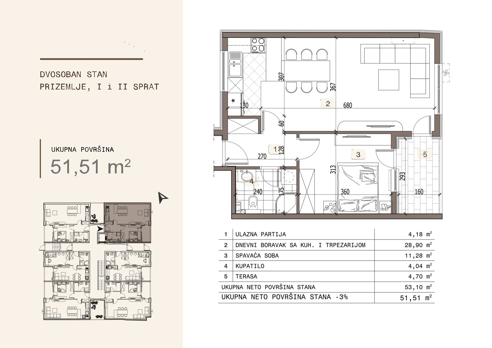 Dvosoban stan Ledena stena 51,51m², 0 sprat — slika 13