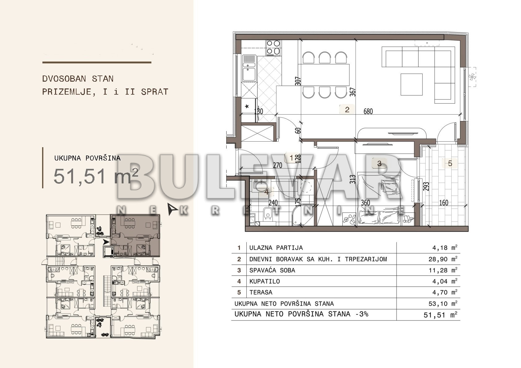 Dvosoban stan Ledena stena 51,51m², 0 sprat — slika 14
