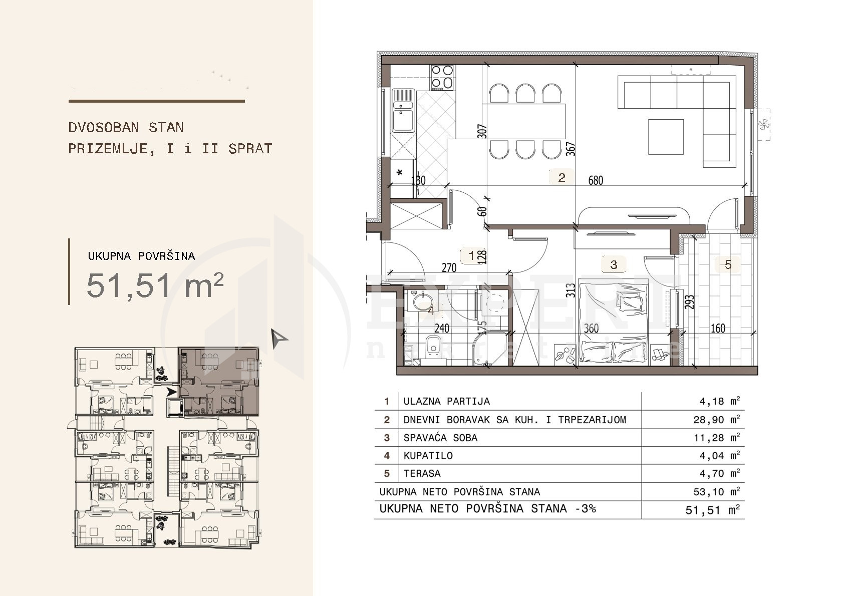 Dvosoban stan Ledena stena 51,51m², 0 sprat — slika 15