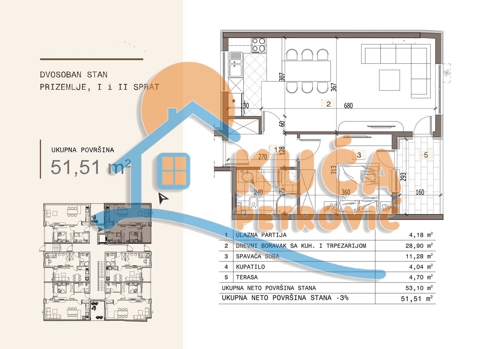 Dvosoban stan Ledena stena 51,51m², 0 sprat — slika 16