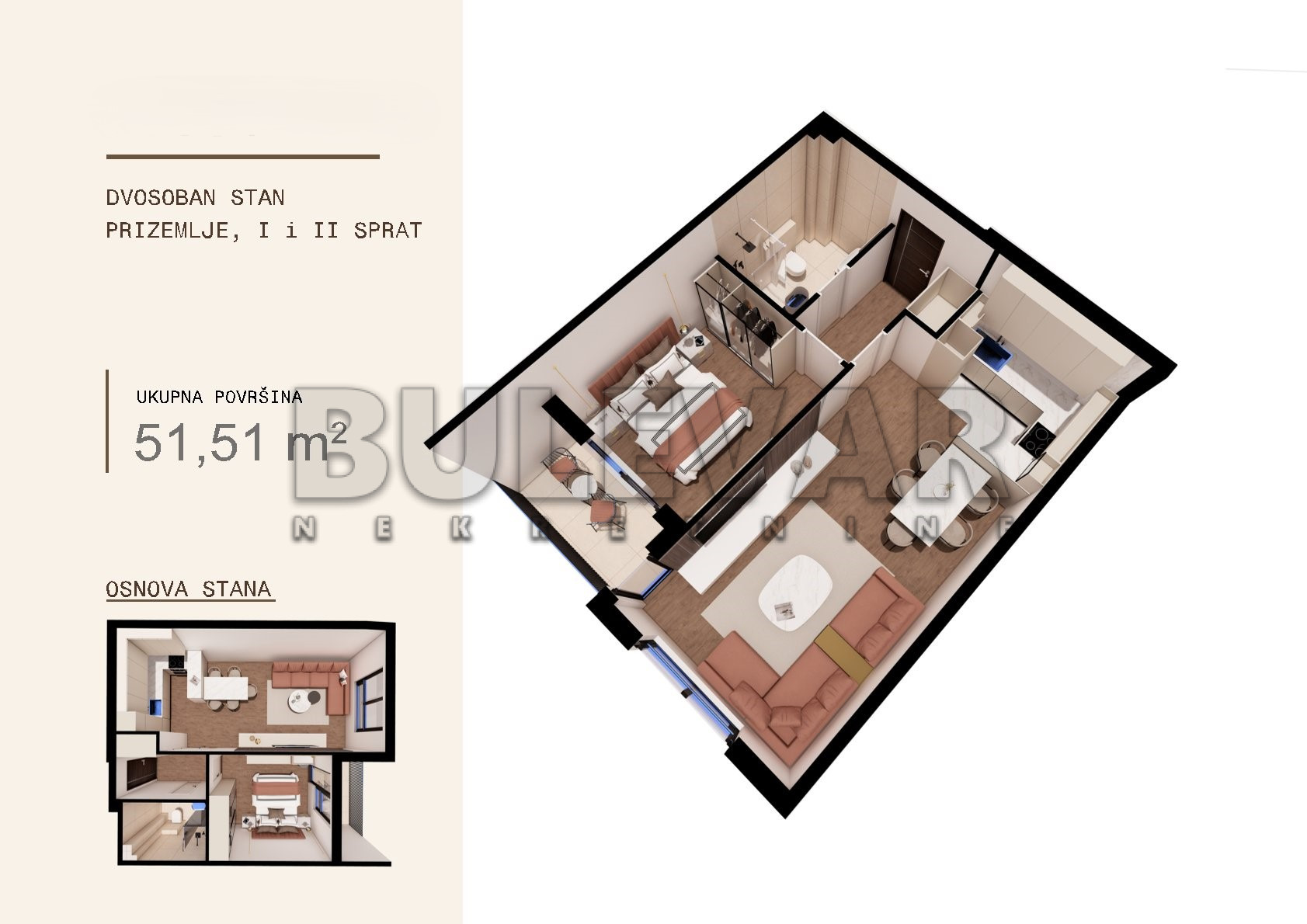 Dvosoban stan Ledena stena 51,51m², 0 sprat — slika 18