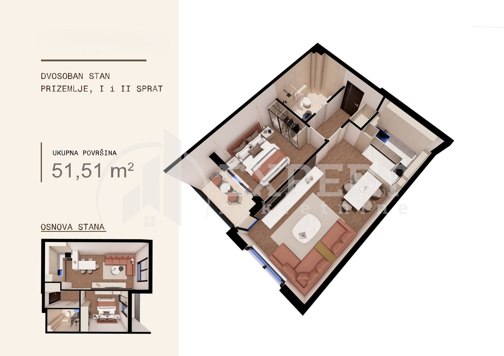 Dvosoban stan Ledena stena 51,51m², 0 sprat — slika 19