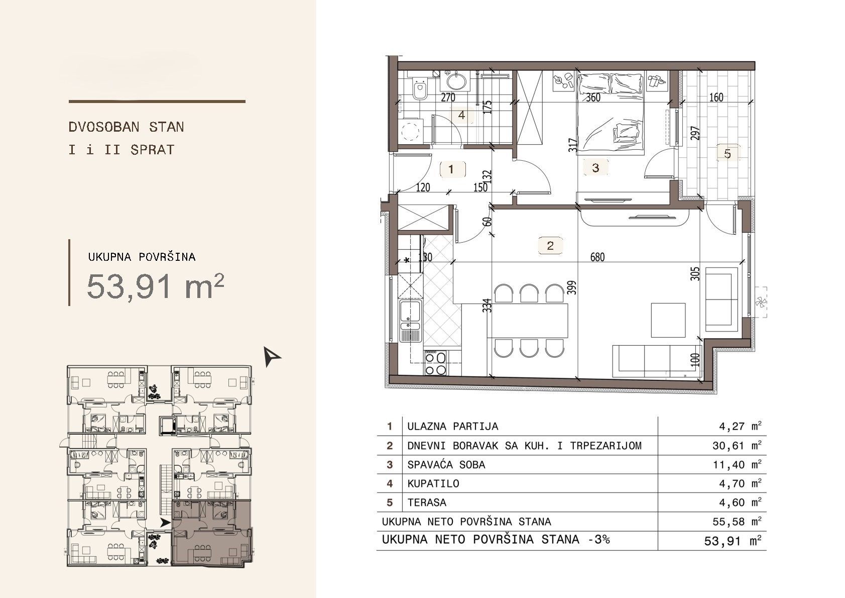 Dvosoban stan Ledena stena 53,91m², 1 sprat — slika 13