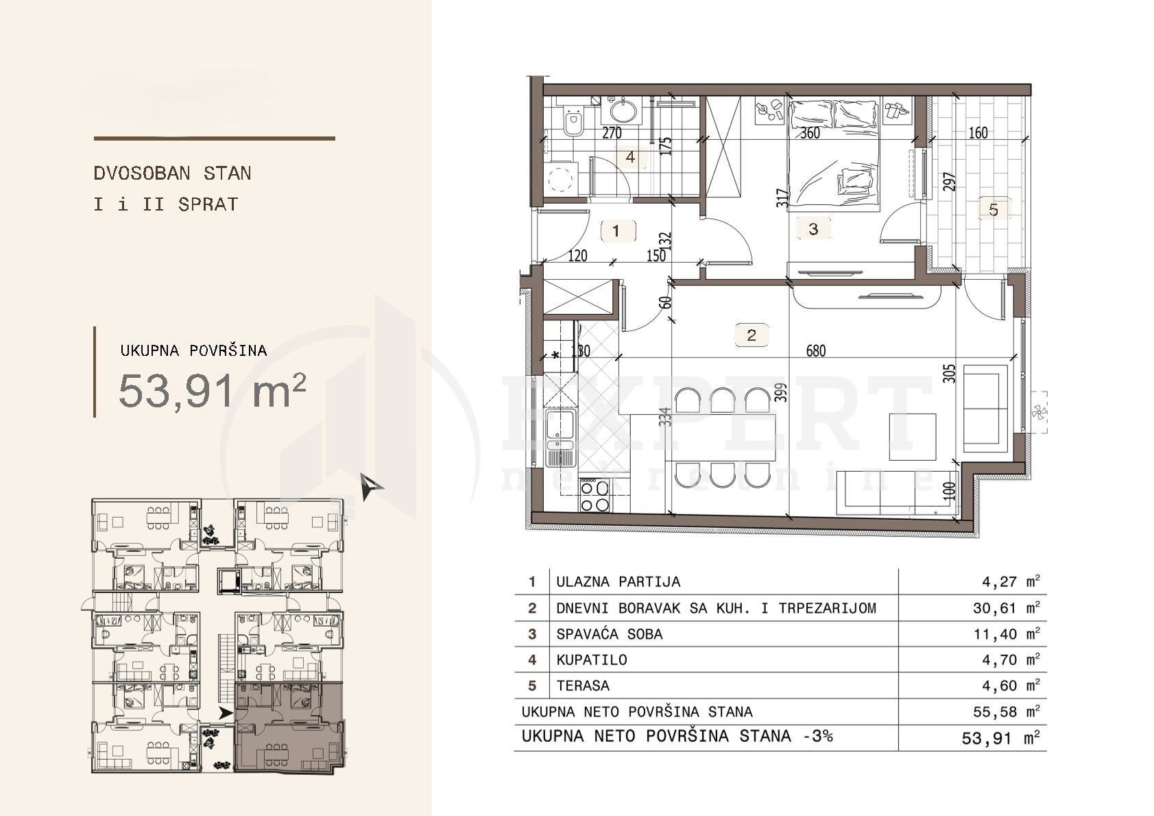 Dvosoban stan Ledena stena 53,91m², 1 sprat — slika 15