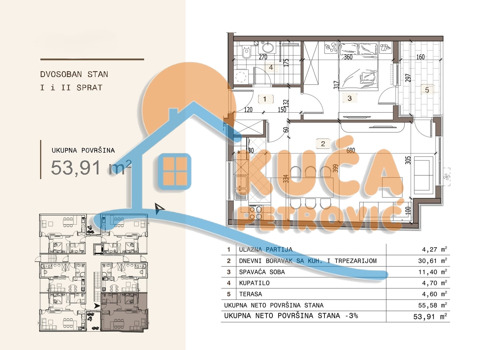 Dvosoban stan Ledena stena 53,91m², 1 sprat — slika 16