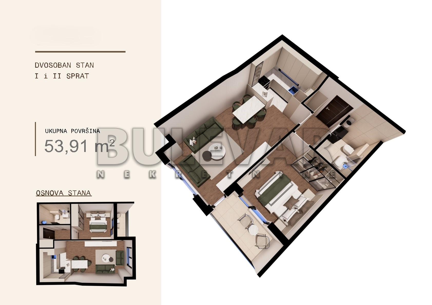 Dvosoban stan Ledena stena 53,91m², 1 sprat — slika 18