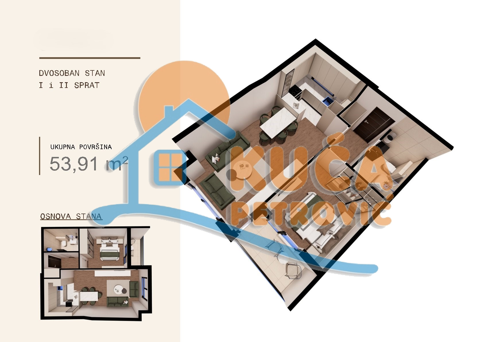 Dvosoban stan Ledena stena 53,91m², 1 sprat — slika 20