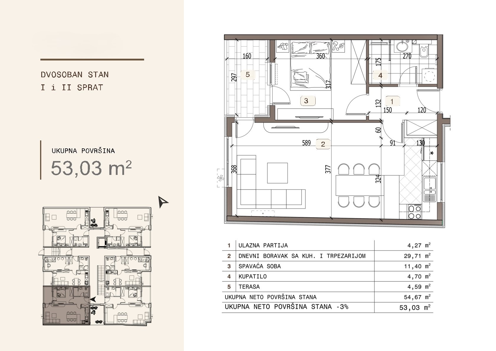 Dvosoban stan Ledena stena 53,03m², 1 sprat — slika 13