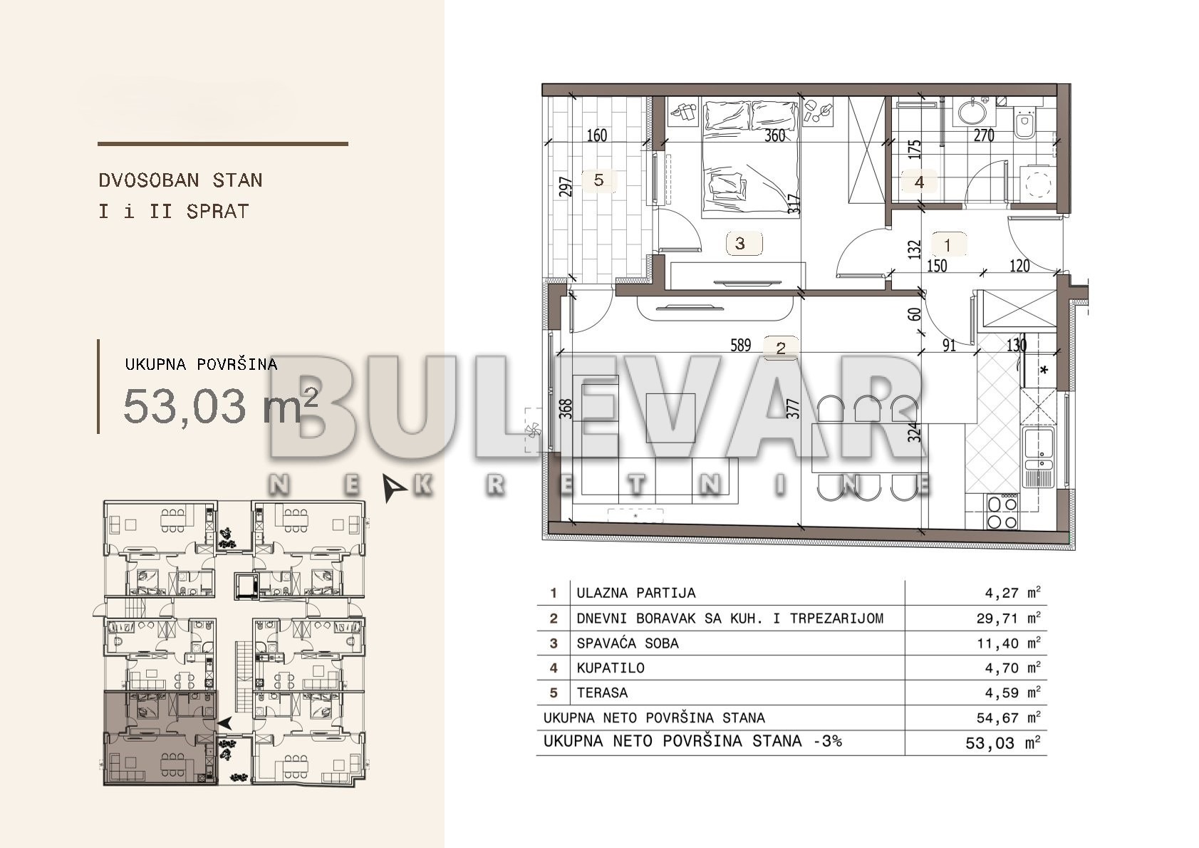 Dvosoban stan Ledena stena 53,03m², 1 sprat — slika 14