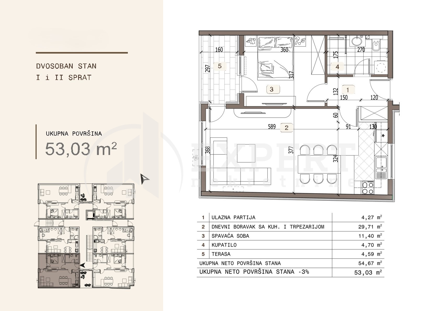 Dvosoban stan Ledena stena 53,03m², 1 sprat — slika 15