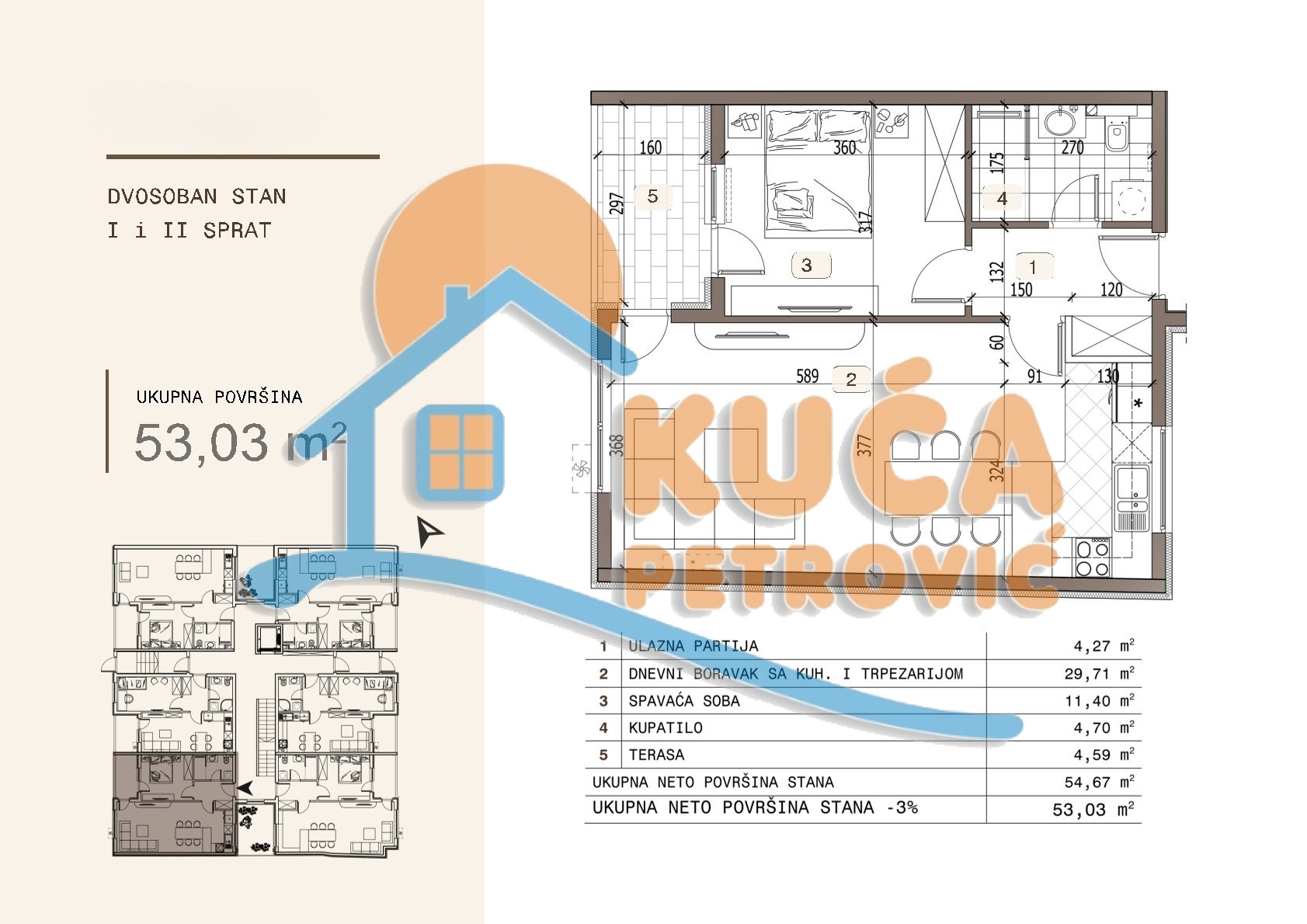 Dvosoban stan Ledena stena 53,03m², 1 sprat — slika 16