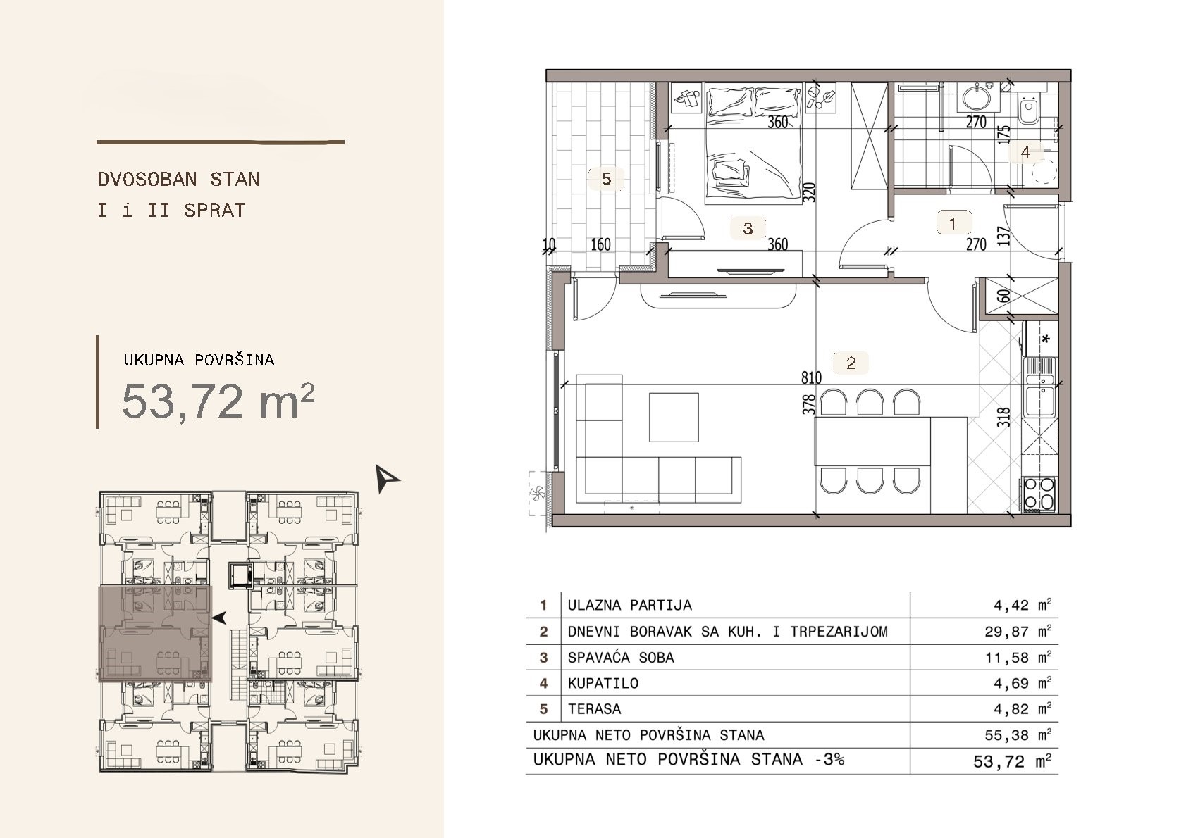 Dvosoban stan Ledena stena 53,72m², 1 sprat — slika 13