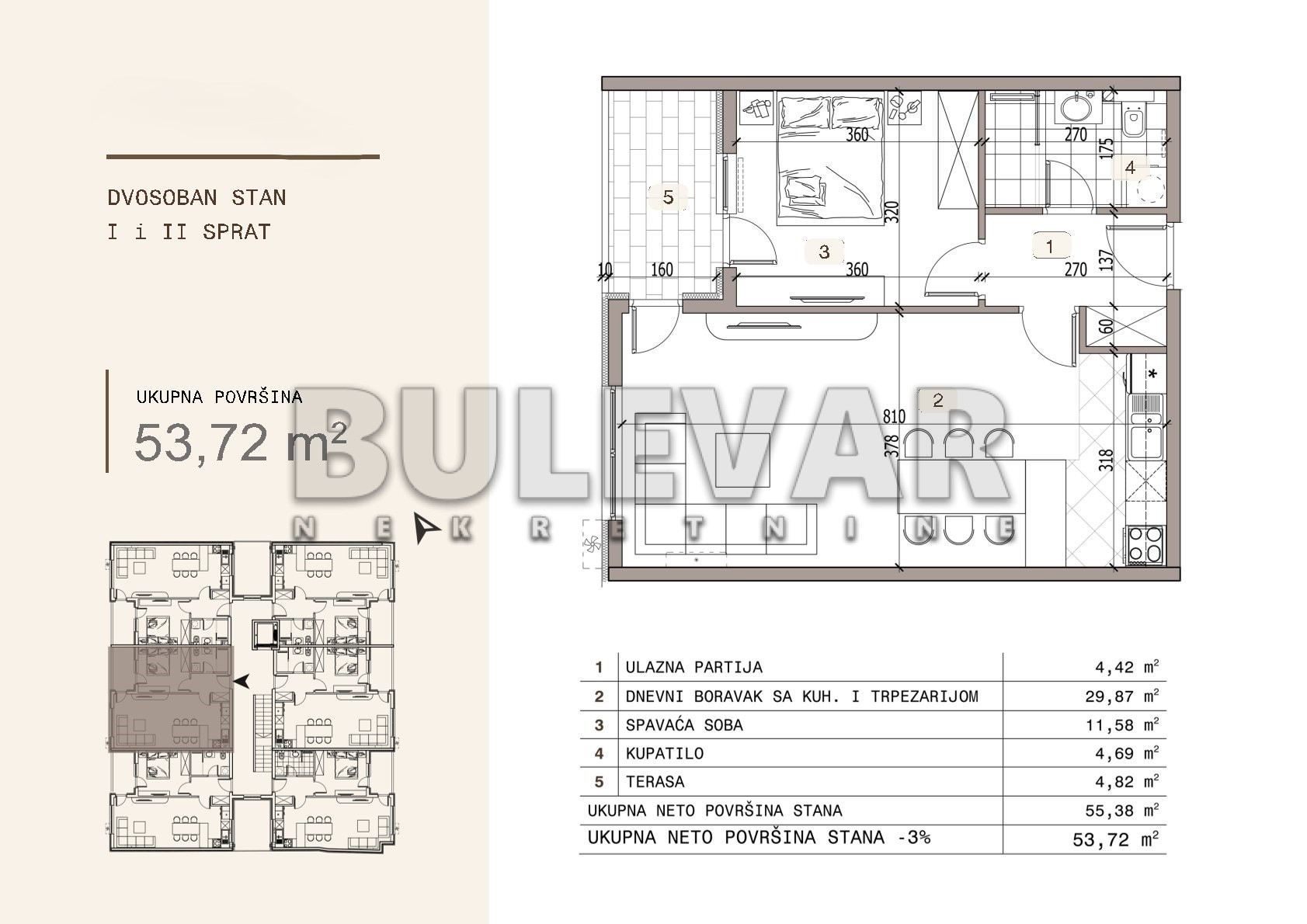 Dvosoban stan Ledena stena 53,72m², 1 sprat — slika 14