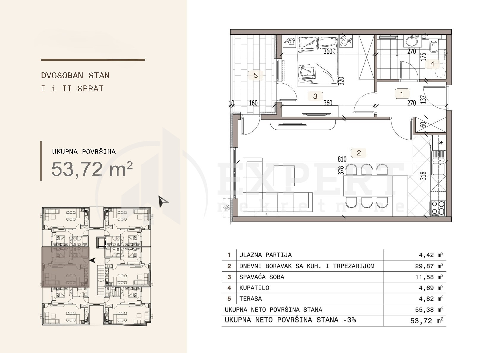 Dvosoban stan Ledena stena 53,72m², 1 sprat — slika 15