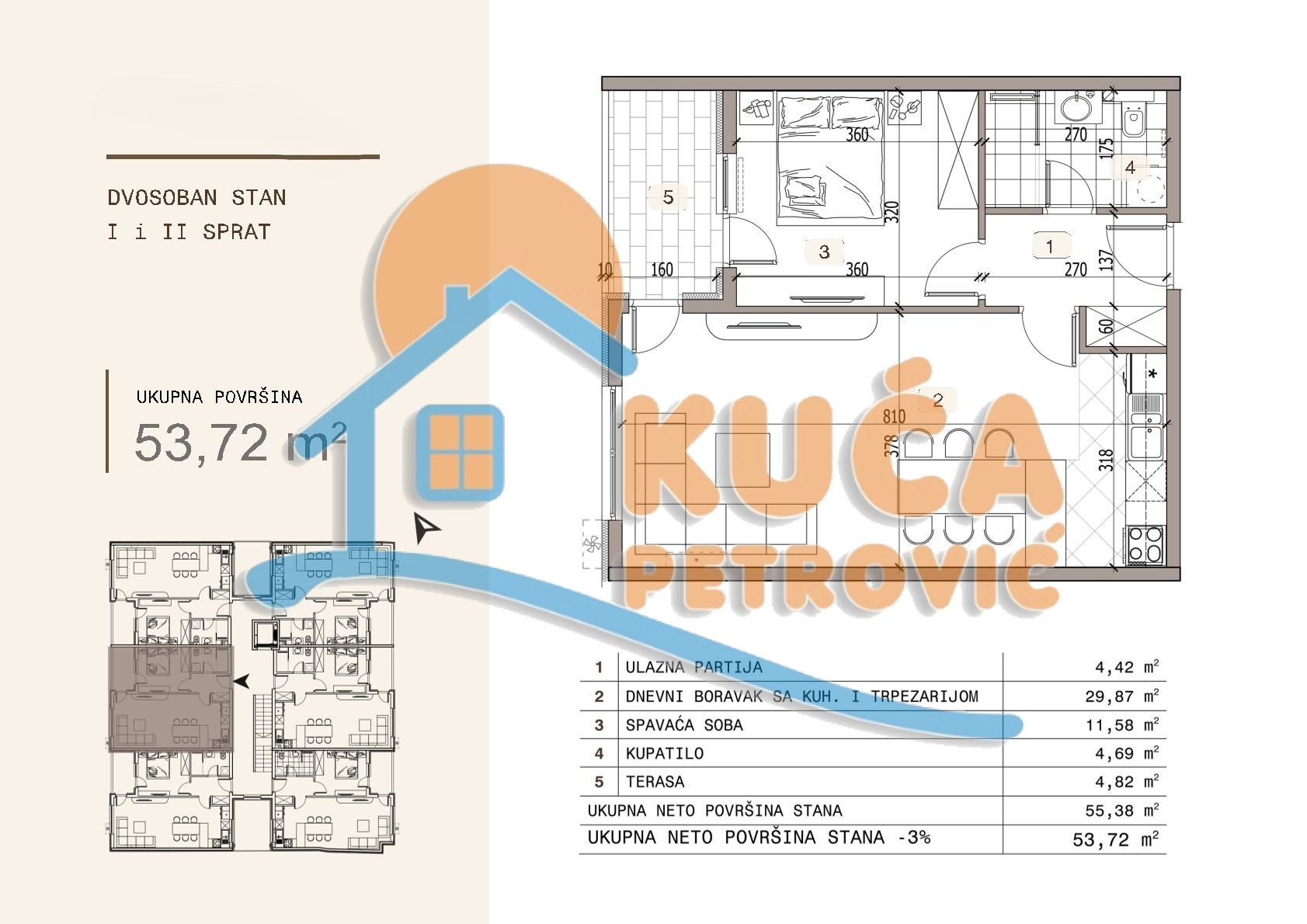 Dvosoban stan Ledena stena 53,72m², 1 sprat — slika 16