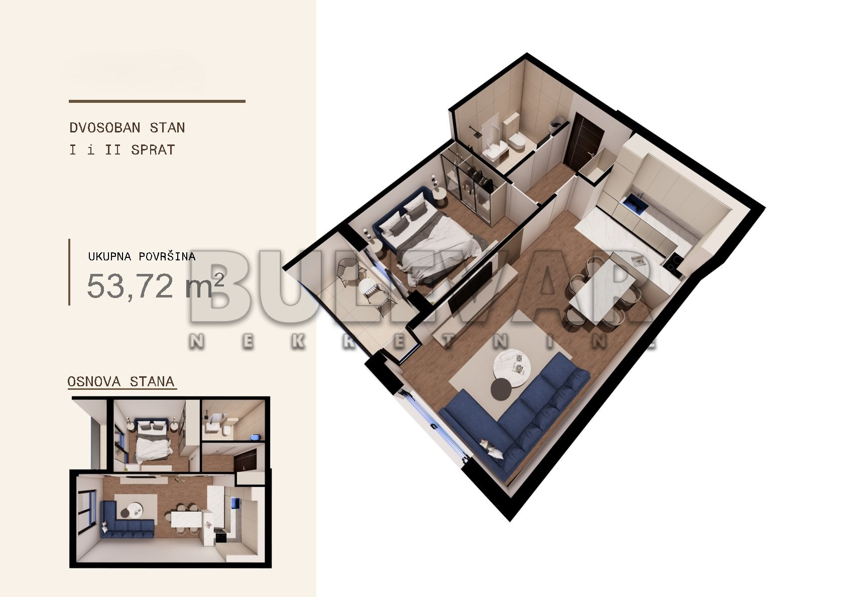 Dvosoban stan Ledena stena 53,72m², 1 sprat — slika 18