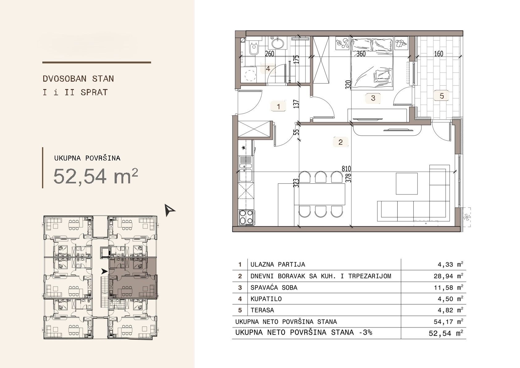 Dvosoban stan Ledena stena 52,54m², 1 sprat — slika 13