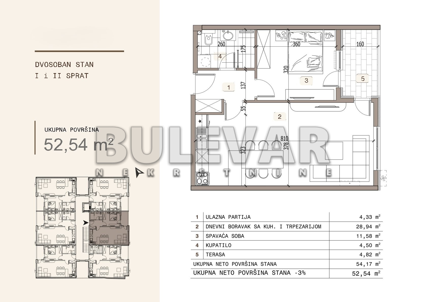 Dvosoban stan Ledena stena 52,54m², 1 sprat — slika 14
