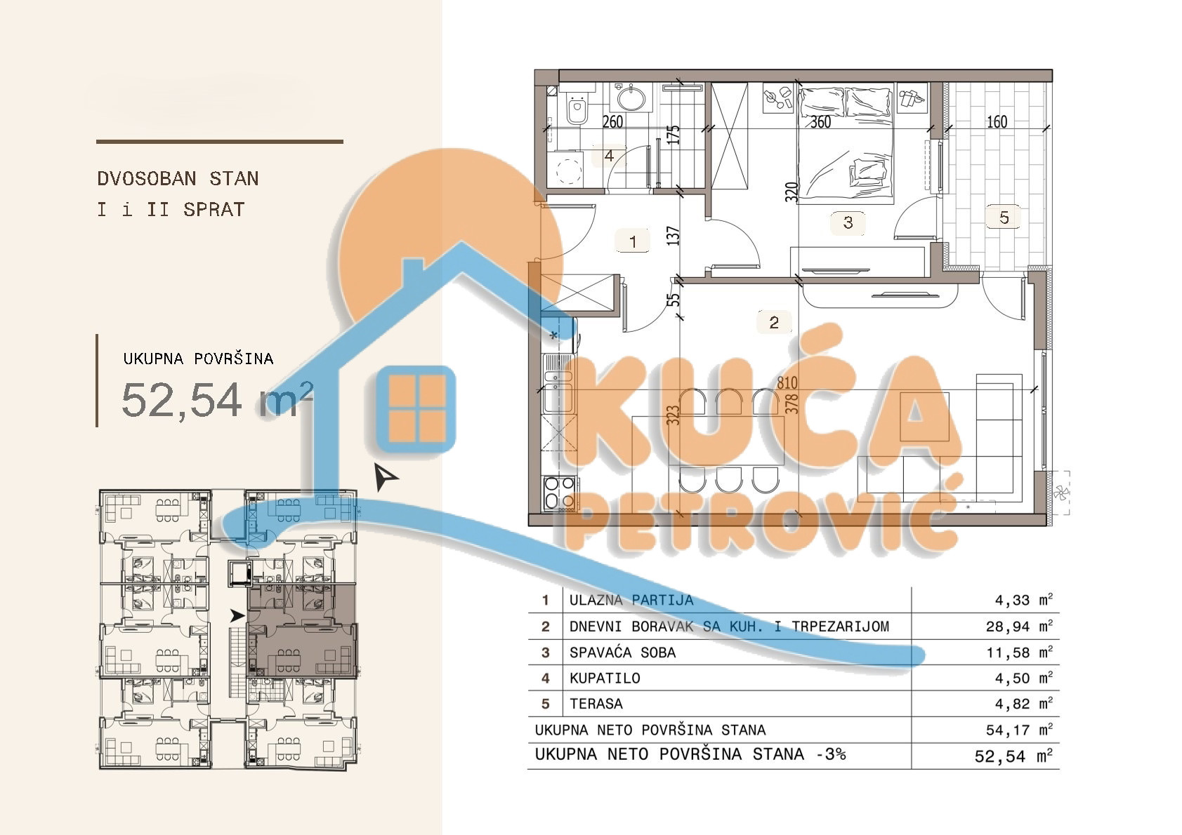 Dvosoban stan Ledena stena 52,54m², 1 sprat — slika 16