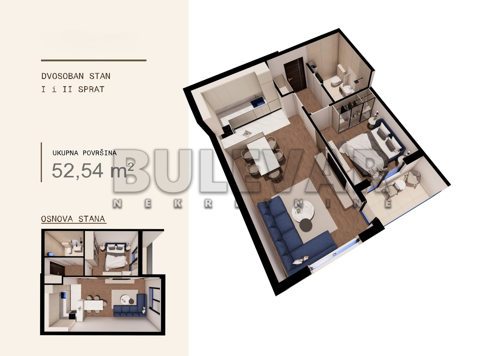 Dvosoban stan Ledena stena 52,54m², 1 sprat — slika 18