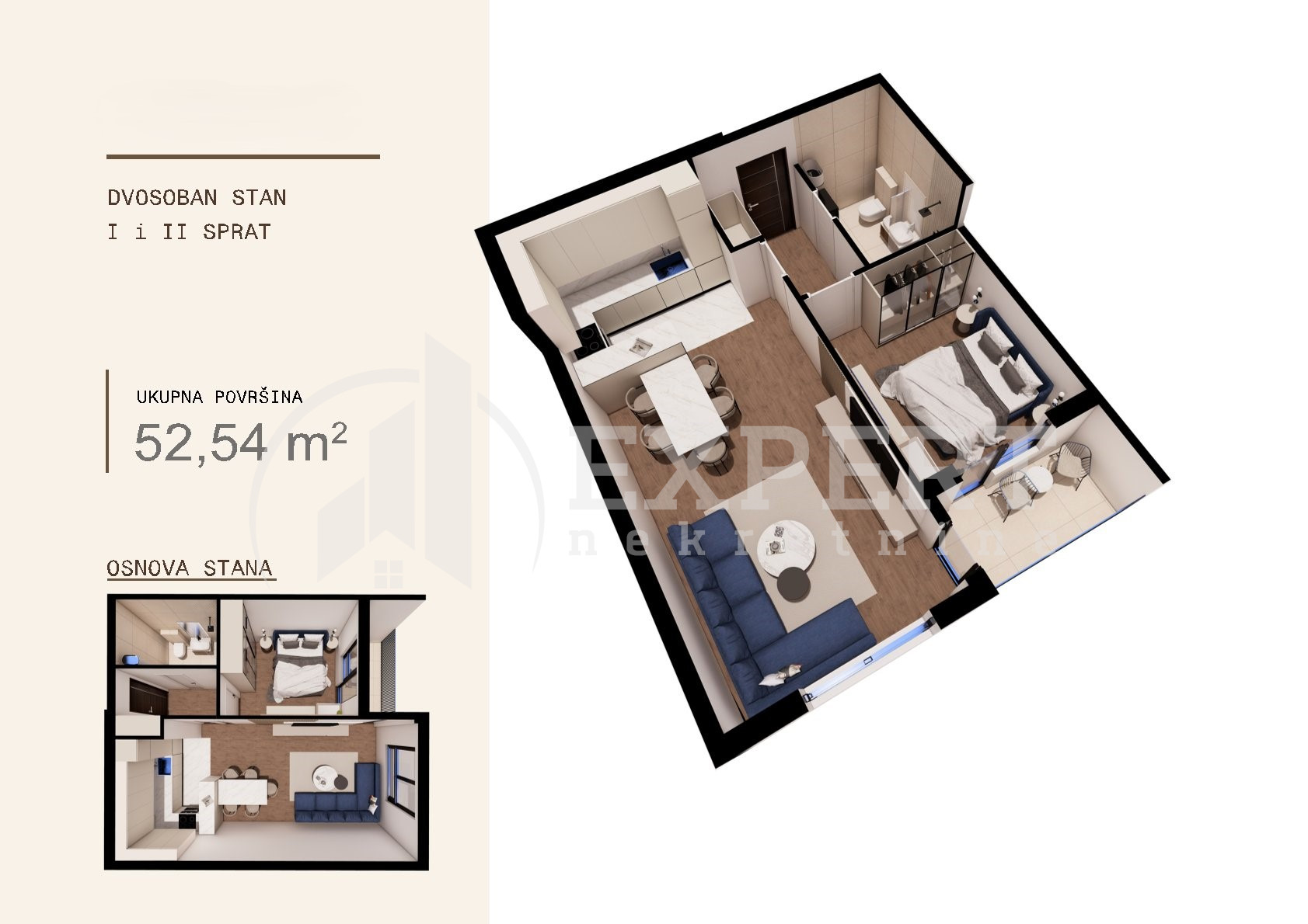 Dvosoban stan Ledena stena 52,54m², 1 sprat — slika 19