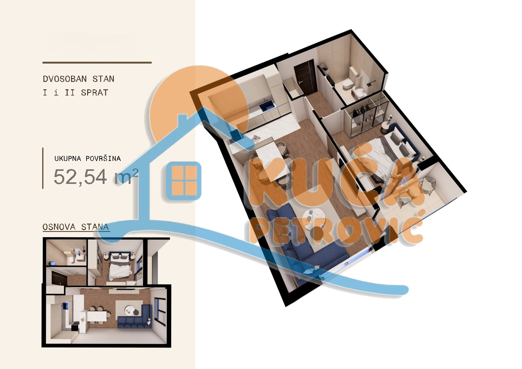 Dvosoban stan Ledena stena 52,54m², 1 sprat — slika 20