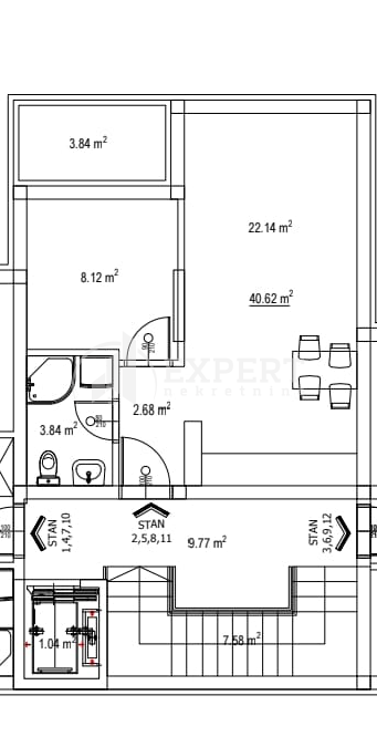 Jednoiposoban stan Tutinović podrum 40,62m², 0 sprat — slika 11