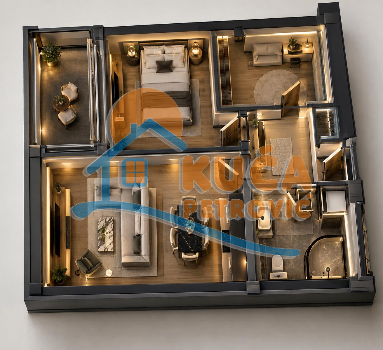 Dvoiposoban stan Tutinović podrum 48,67m², 3 sprat — slika 12