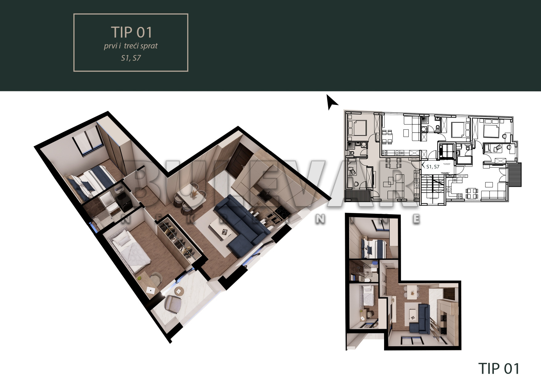 Dvoiposoban stan Pantelej(Niš) 49,95m², 3 sprat — slika 22