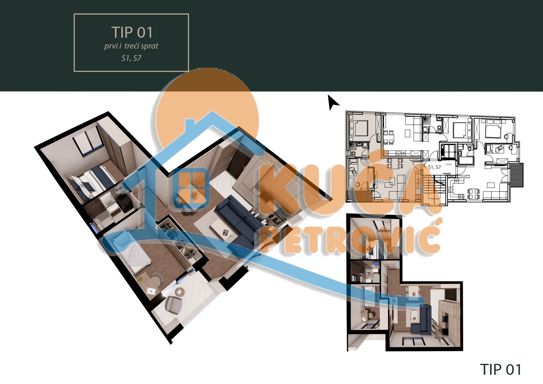 Dvoiposoban stan Pantelej(Niš) 49,95m², 3 sprat — slika 24