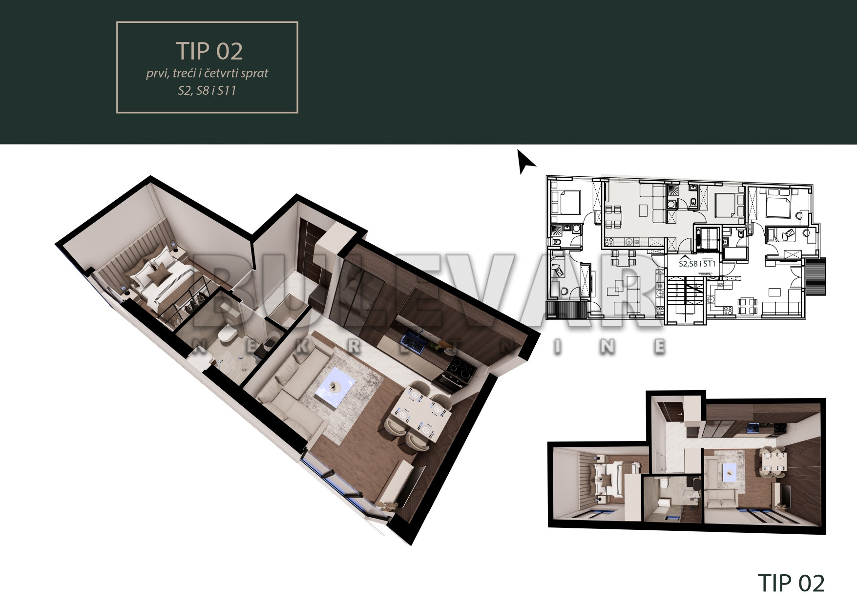 Dvosoban stan Pantelej(Niš) 35,08m², 3 sprat — slika 22