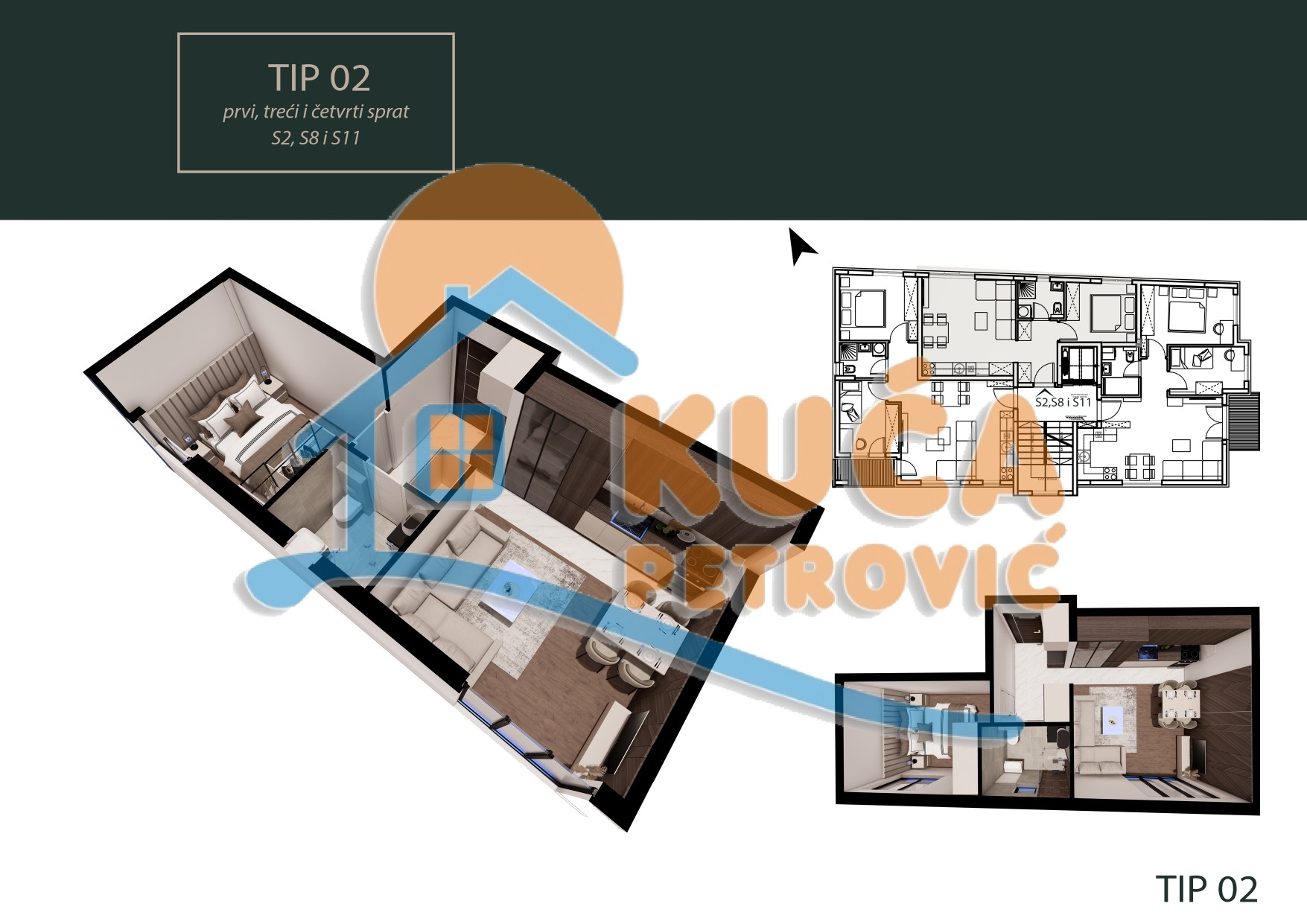 Dvosoban stan Pantelej(Niš) 35,08m², 3 sprat — slika 24